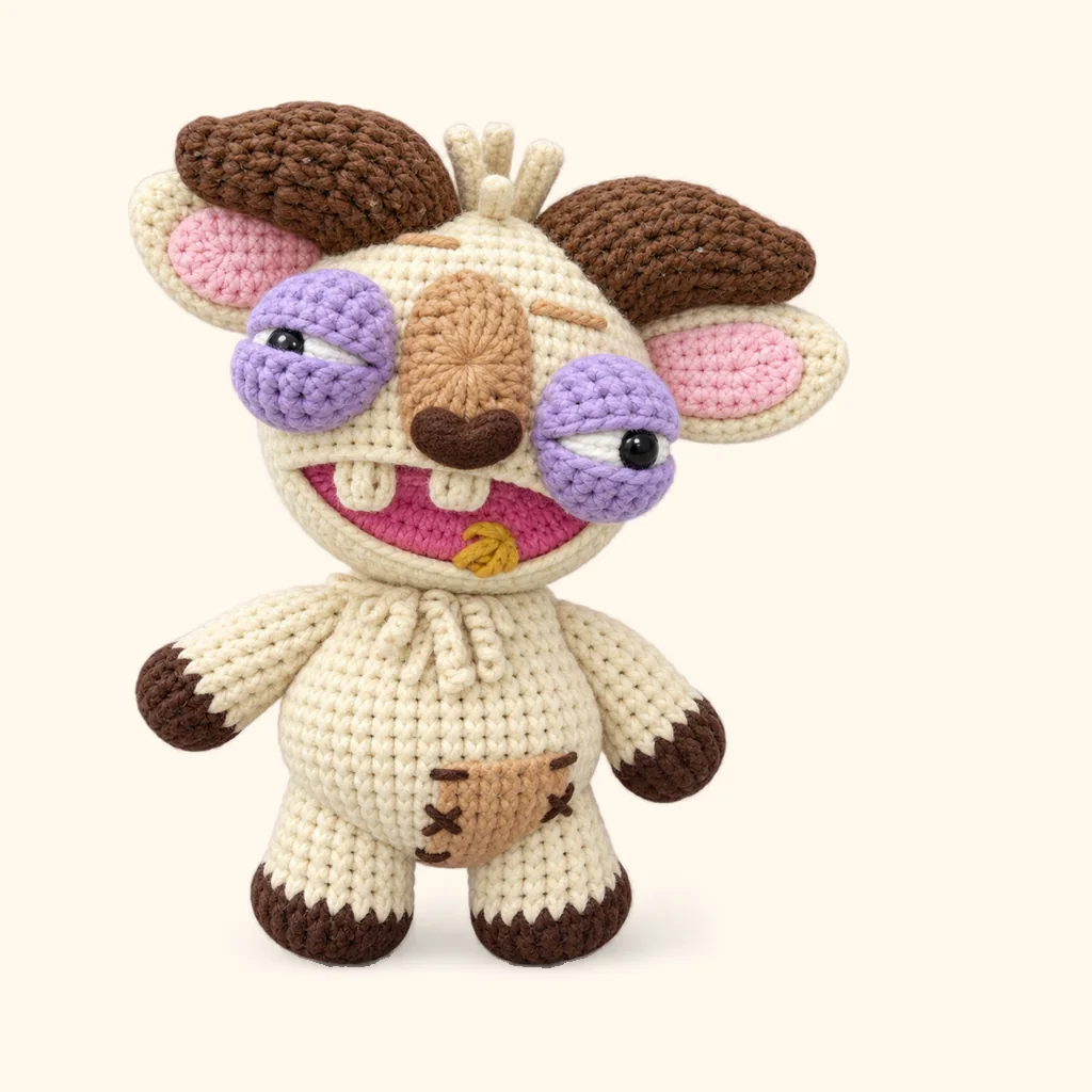 Rogue goat crochet assembly: sew the patch stitches top