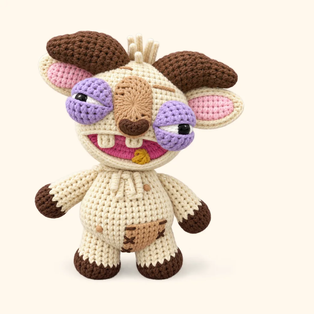 Rogue goat crochet assembly: sew the belly freckle