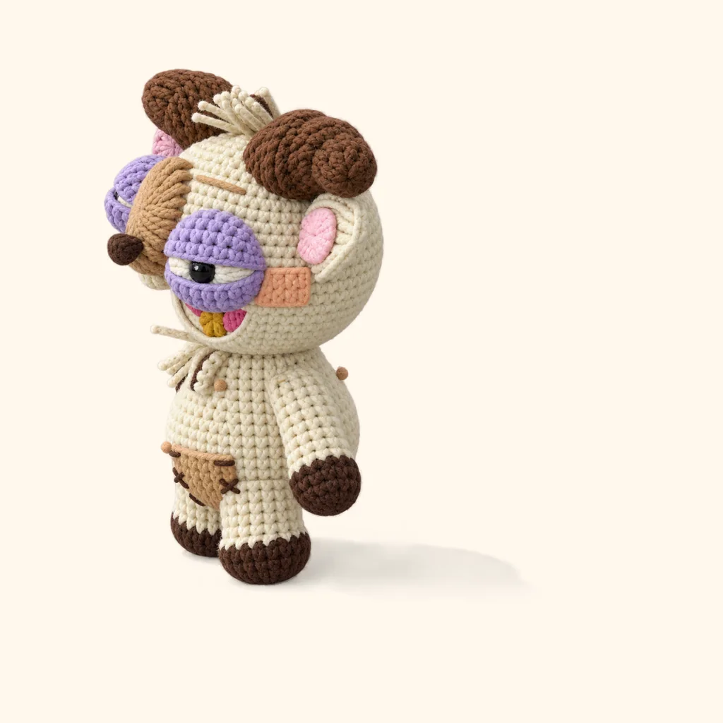Rogue goat crochet assembly: sew the back freckle