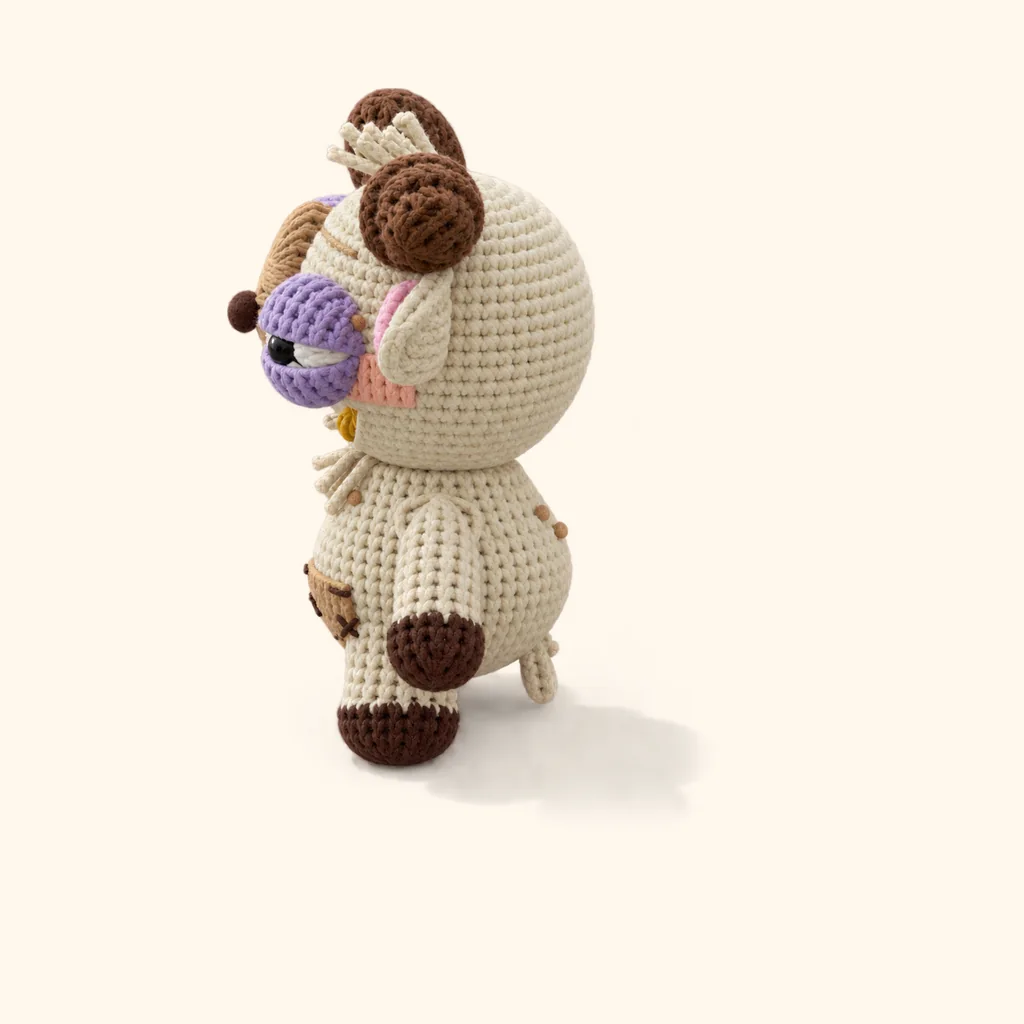 Rogue goat crochet assembly: sew the back freckle low