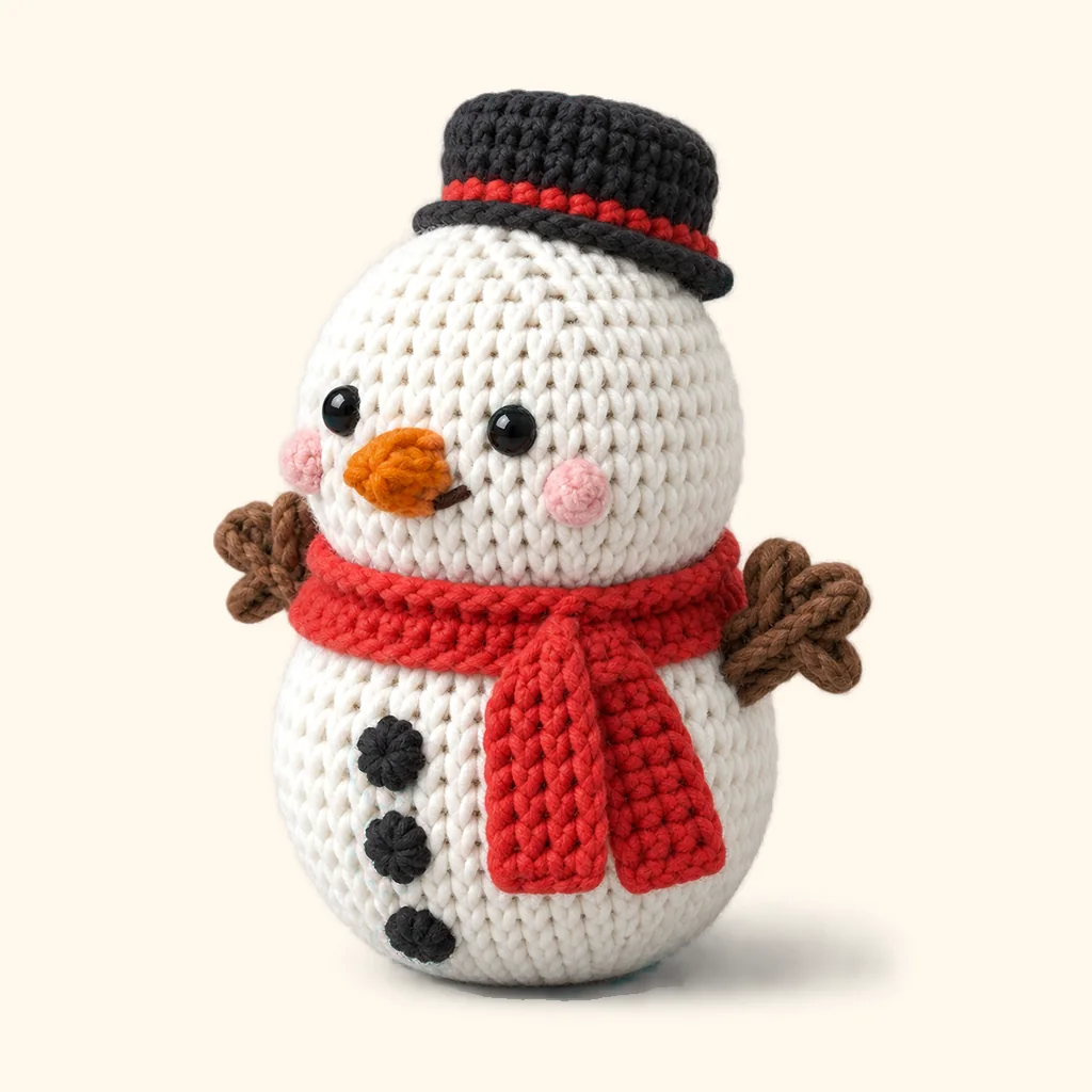 Snowman crochet assembly: hide the tails