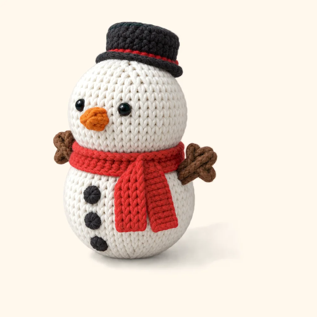 Snowman crochet assembly: wrap the scarf