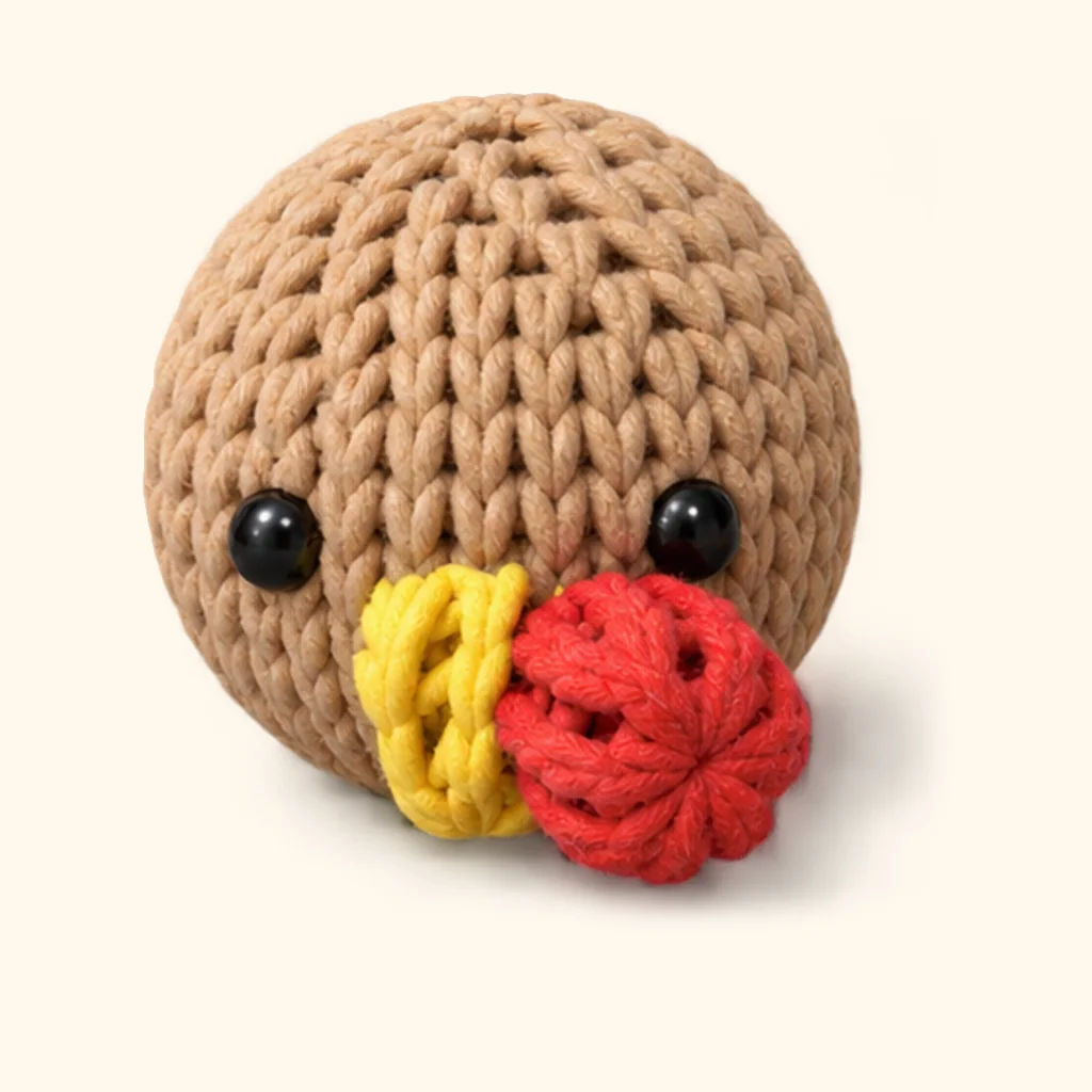 Turkey crochet assembly: attach the wattle